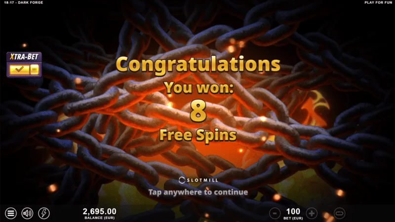 Dark Forge - Start der Free Spins mit drei Scatter-Symbolen